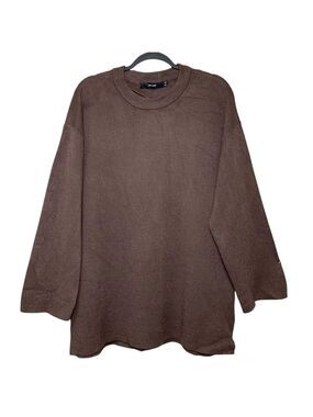 Vero Moda Brown Knit Sweater Long Sleeve Sz XL Crew Neck Neutral Minimalist Top